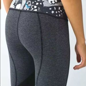 LULULEMON PACE RIVAL CROP PANTS Wee Stripe Heathered Black So Fly Butterfly sz 4